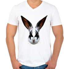 PRINTFASHION Kiss of a rabbit - Férfi V-nyakú póló - Fehér férfi póló