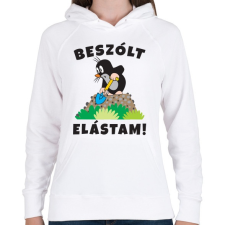 PRINTFASHION Kisvakond - Beszólt elástam! - Női kapucnis pulóver - Fehér női pulóver, kardigán