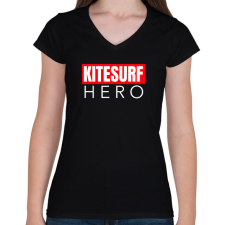 PRINTFASHION KITESURF HERO - Női V-nyakú póló - Fekete női póló