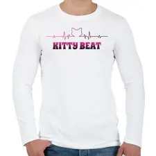 PRINTFASHION KITTY BEAT - Férfi hosszú ujjú póló - Fehér férfi póló