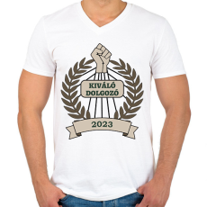 PRINTFASHION Kiváló dolgozó 2 - Férfi V-nyakú póló - Fehér