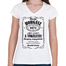 PRINTFASHION Kiváló horgász - Évszámmal (fekete) - Női V-nyakú póló - Fehér női póló