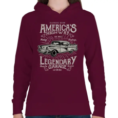 PRINTFASHION Klasszikus Amerikai autó - Női kapucnis pulóver - Bordó