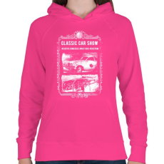 PRINTFASHION Klasszikus autók - Női kapucnis pulóver - Fukszia