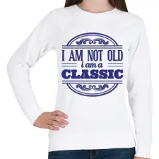 PRINTFASHION Klasszikus vagyok nem öreg - Női pulóver - Fehér női pulóver, kardigán