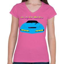 PRINTFASHION Knight Rider Synthwave - Női V-nyakú póló - Rózsaszín női póló