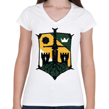 PRINTFASHION Knights logo - Női V-nyakú póló - Fehér női póló