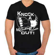 PRINTFASHION Knock Out - Férfi V-nyakú póló - Fekete