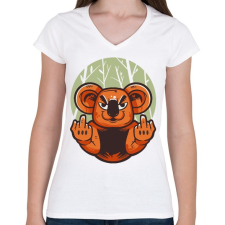 PRINTFASHION koala beint - Női V-nyakú póló - Fehér női póló
