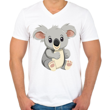 PRINTFASHION Koala maci - Férfi V-nyakú póló - Fehér férfi póló