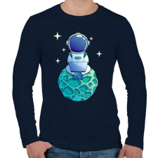 PRINTFASHION Kocka asztronauta zöld - Férfi hosszú ujjú póló - Sötétkék férfi póló