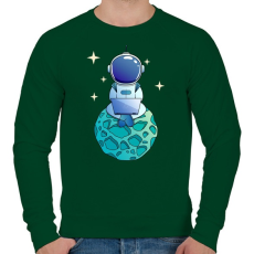 PRINTFASHION Kocka asztronauta zöld - Férfi pulóver - Sötétzöld