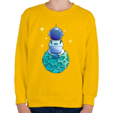 PRINTFASHION Kocka asztronauta zöld - Gyerek pulóver - Sárga