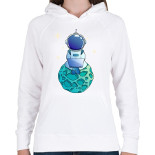 PRINTFASHION Kocka asztronauta zöld - Női kapucnis pulóver - Fehér női pulóver, kardigán