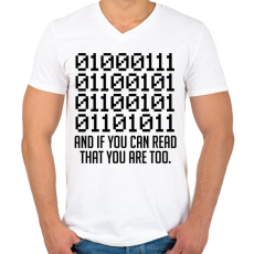 PRINTFASHION KOCKA - Férfi V-nyakú póló - Fehér