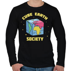 PRINTFASHION Kocka Föld elmélet - Férfi hosszú ujjú póló - Fekete