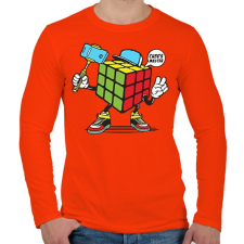 PRINTFASHION Kocka mester - Férfi hosszú ujjú póló - Narancs férfi póló