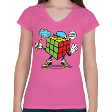 PRINTFASHION Kocka mester - Női V-nyakú póló - Rózsaszín női póló