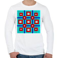 PRINTFASHION Kockás minta 01 - Férfi hosszú ujjú póló - Fehér