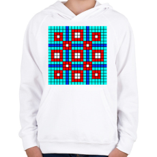 PRINTFASHION Kockás minta 01 - Gyerek kapucnis pulóver - Fehér