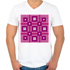 PRINTFASHION Kockás minta 06 - Férfi V-nyakú póló - Fehér férfi póló