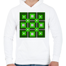 PRINTFASHION Kockás minta - Férfi kapucnis pulóver - Fehér