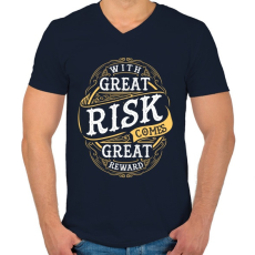 PRINTFASHION Kockázat - Férfi V-nyakú póló - Sötétkék