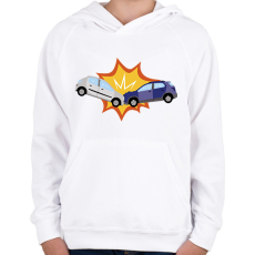 PRINTFASHION Kocsi ütközés - Gyerek kapucnis pulóver - Fehér