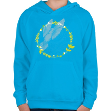 PRINTFASHION Kolibri madár - Gyerek kapucnis pulóver - Azúrkék