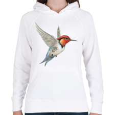 PRINTFASHION Kolibri - Női kapucnis pulóver - Fehér női pulóver, kardigán