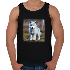 PRINTFASHION kölyök farkas / husky - Férfi atléta - Fekete