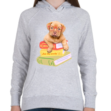 PRINTFASHION Kölyök masztiff szemüvegben könyvekkel - Női kapucnis pulóver - Sport szürke női pulóver, kardigán