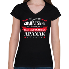 PRINTFASHION Kőműves apuka - Női V-nyakú póló - Fekete női póló