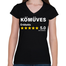 PRINTFASHION Kőműves Értékelés ***** 5.0 (69 értékelés) - Női V-nyakú póló - Fekete
