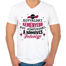 PRINTFASHION Kőműves felesége - Férfi V-nyakú póló - Fehér férfi póló