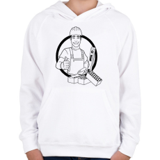 PRINTFASHION kőműves - Gyerek kapucnis pulóver - Fehér