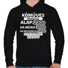 PRINTFASHION Kőműves óradíjak - Férfi kapucnis pulóver - Fekete férfi pulóver, kardigán