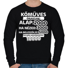 PRINTFASHION Kőműves óradíjak - Férfi pulóver - Fekete