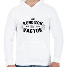 PRINTFASHION Kondizom, tehát vagyok - Férfi kapucnis pulóver - Fehér férfi pulóver, kardigán