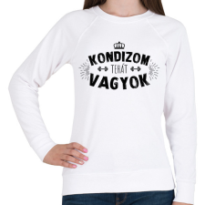 PRINTFASHION Kondizom, tehát vagyok - Női pulóver - Fehér női pulóver, kardigán