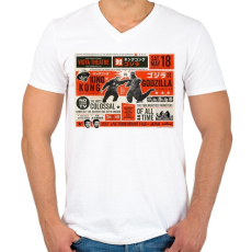 PRINTFASHION Kong vs. Godzilla - Férfi V-nyakú póló - Fehér