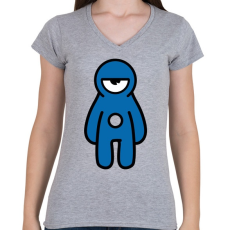 PRINTFASHION Kontraszt Küklopsz (kék) - Női V-nyakú póló - Sport szürke