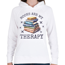 PRINTFASHION Könyv terápia - Női kapucnis pulóver - Fehér női pulóver, kardigán