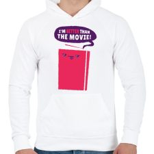 PRINTFASHION Könyv vs. film - Férfi kapucnis pulóver - Fehér férfi pulóver, kardigán