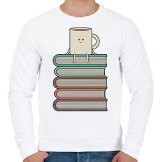 PRINTFASHION Könyvek és kávé - Férfi pulóver - Fehér