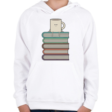 PRINTFASHION Könyvek és kávé - Gyerek kapucnis pulóver - Fehér