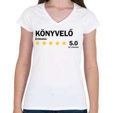 PRINTFASHION Könyvelő értékelés - Női V-nyakú póló - Fehér