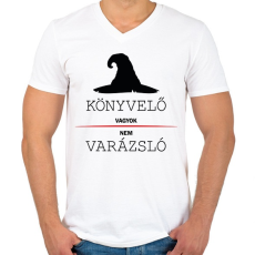 PRINTFASHION Könyvelő vagyok, nem varázsló - Férfi V-nyakú póló - Fehér