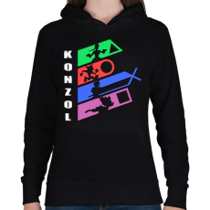 PRINTFASHION Konzol PSX - Női kapucnis pulóver - Fekete