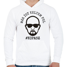 PRINTFASHION #Kopasz - Férfi kapucnis pulóver - Fehér férfi pulóver, kardigán